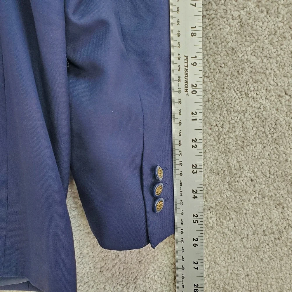John Blair Signature Blazer Jacket Men 44 Blue Rayon Notch Lapel Single Breasted